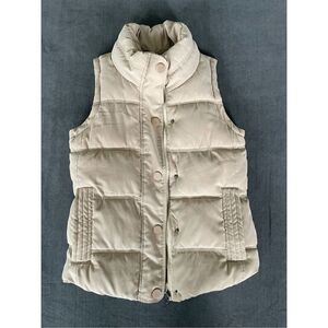 Puffer Vest | Women’s S | Beige | Zip Up and Buttons with Pockets